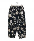 Ayaneアヤネ）の古着「花柄ジャガードバレルレッグパンツ」｜ホワイト×ブラック