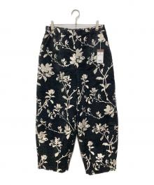Ayane（アヤネ）の古着「花柄ジャガードバレルレッグパンツ」｜ホワイト×ブラック