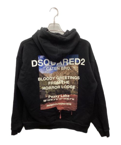 DSQUARED2（ディースクエアード）DSQUARED2 (ディースクエアード) PEARKY LAKE RELAX FIT HOODIE SWEATSHIRT ブラック サイズ:Sの古着・服飾アイテム