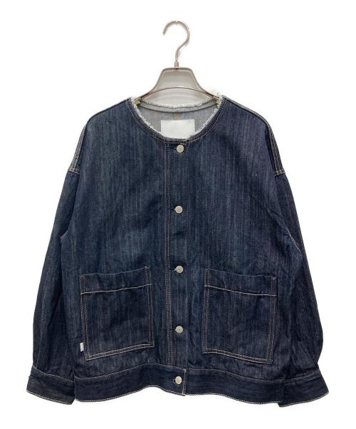 SHIPS any（シップスエニィ）SHIPS any (シップスエニィ) ノーカラーデニムブルゾン インディゴ サイズ:Fの古着・服飾アイテム