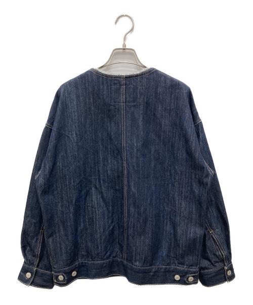 SHIPS any（シップスエニィ）SHIPS any (シップスエニィ) ノーカラーデニムブルゾン インディゴ サイズ:Fの古着・服飾アイテム