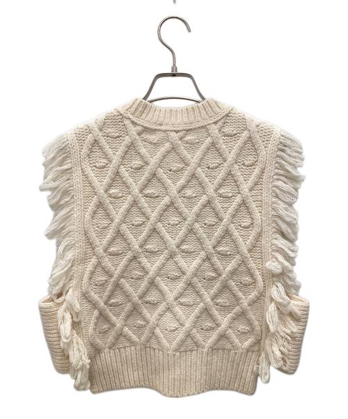 MACPHEE（マカフィー）MACPHEE (マカフィー) パターンケーブル クルーネックベスト ベージュ サイズ:Sの古着・服飾アイテム