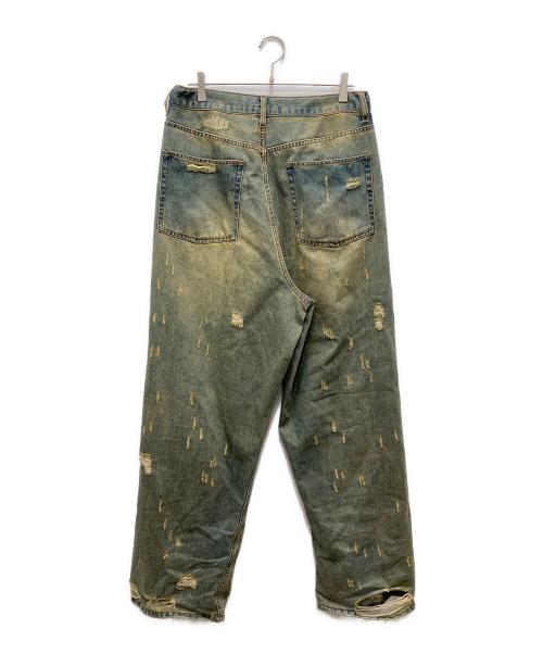 FR(13)NDS（フレンズ）FR(13)NDS (フレンズ) 錆加工ダメージワイドパンツ インディゴ サイズ:Fの古着・服飾アイテム