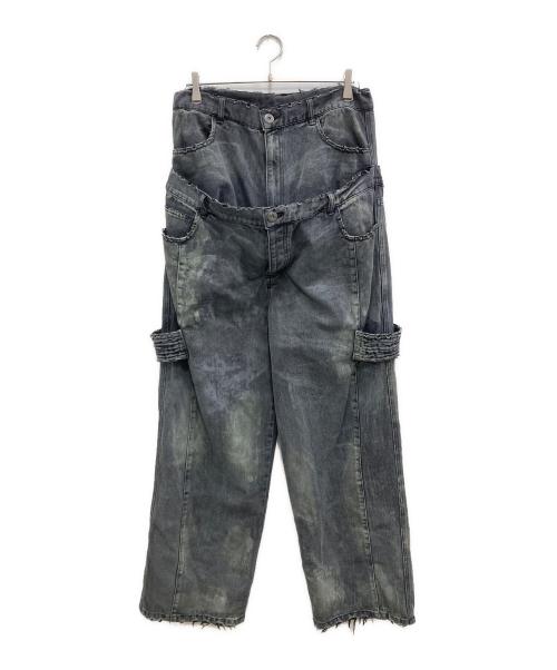 FR(13)NDS（フレンズ）FR(13)NDS (フレンズ) HDKダメージワイドパンツ グレー サイズ:Fの古着・服飾アイテム