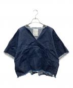 ELENDEEKエレンディーク）の古着「デニムプルオーバーブラウス」｜ブルー
