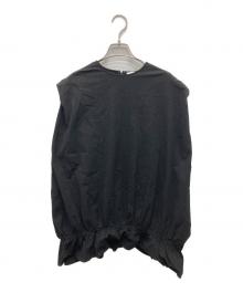 CLANE（クラネ）の古着「ROUND HEM GATHER TOPS/ラウンド ヘム ギャザー トップス」｜ブラック