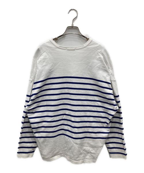 CLANE（クラネ）CLANE (クラネ) WIDE HENRY NECK BORDER TOPS/ワイド ヘンリー ネック ボーダー トップス ホワイト×ブルー サイズ:1の古着・服飾アイテム