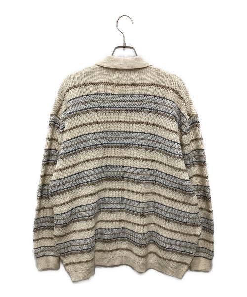 CLANE（クラネ）CLANE (クラネ) MULTI BORDER KNIT POLO TOP/マルチ ボーダー ニット ポロ トップ アイボリー サイズ:1の古着・服飾アイテム