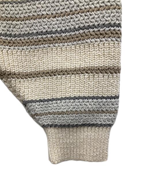 CLANE（クラネ）CLANE (クラネ) MULTI BORDER KNIT POLO TOP/マルチ ボーダー ニット ポロ トップ アイボリー サイズ:1の古着・服飾アイテム