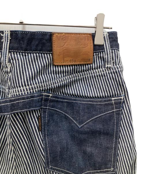 VANSON（バンソン）VANSON (バンソン) ストライプワークパンツ ホワイト×ネイビー サイズ:30の古着・服飾アイテム