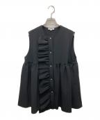 YORIヨリ）の古着「ダブルクロスフリルジレ」｜ブラック