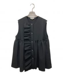 YORI（ヨリ）の古着「ダブルクロスフリルジレ」｜ブラック