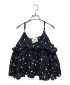 crinkle crinkle crinkleクリンクル クリンクル クリンクル）の古着「3D embroidery dot camisole」｜ブラック