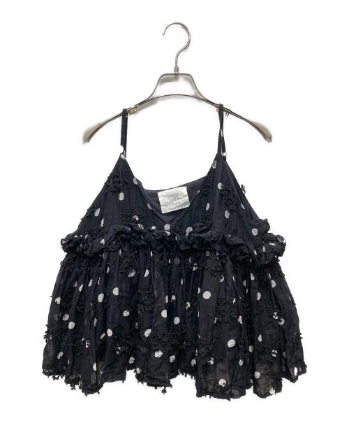 crinkle crinkle crinkle（クリンクル クリンクル クリンクル）crinkle crinkle crinkle (クリンクル クリンクル クリンクル) 3D embroidery dot camisole ブラック サイズ:Fの古着・服飾アイテム