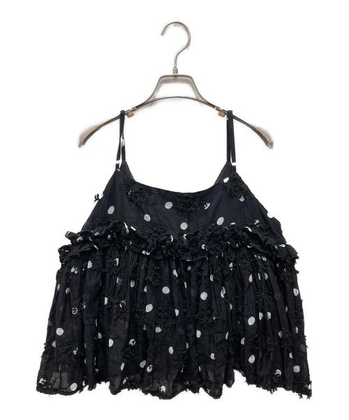 crinkle crinkle crinkle（クリンクル クリンクル クリンクル）crinkle crinkle crinkle (クリンクル クリンクル クリンクル) 3D embroidery dot camisole ブラック サイズ:Fの古着・服飾アイテム