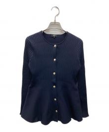 PLST（プラステ）の古着「ホールガーメントペプラムカーディガン」｜ネイビー