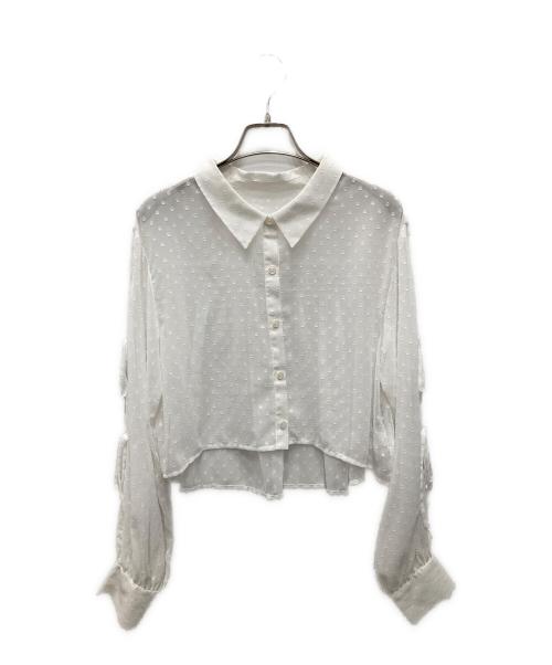 JILL BY JILLSTUART（ジル バイ ジルスチュアート）JILL BY JILLSTUART (ジル バイ ジルスチュアート) バックギャザーシアーシャツ ホワイト サイズ:FRの古着・服飾アイテム