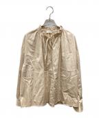 BALLSEYボールジィ）の古着「ハイカウントサテン ネックフリルブラウス」｜ベージュ