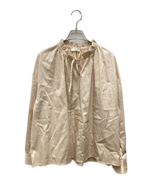 BALLSEY（ボールジィ）BALLSEY (ボールジィ) ハイカウントサテン ネックフリルブラウス ベージュ サイズ:36の古着・服飾アイテム