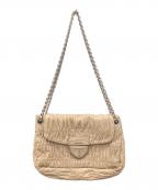 PRADAプラダ）の古着「ゴーフルレザーチェーンショルダーバッグ」｜ベージュ