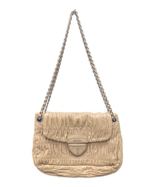 PRADA（プラダ）PRADA (プラダ) ゴーフルレザーチェーンショルダーバッグ ベージュの古着・服飾アイテム