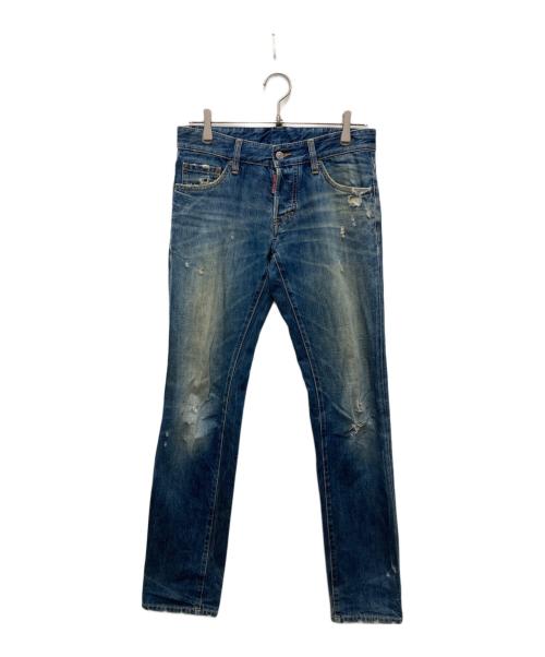 DSQUARED2（ディースクエアード）DSQUARED2 (ディースクエアード) ダメージ加工デニムパンツ ブルー サイズ:44の古着・服飾アイテム