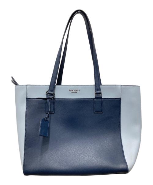 Kate Spade（ケイトスペード）Kate Spade (ケイトスペード) レザートートバッグ ネイビー×ブルーの古着・服飾アイテム