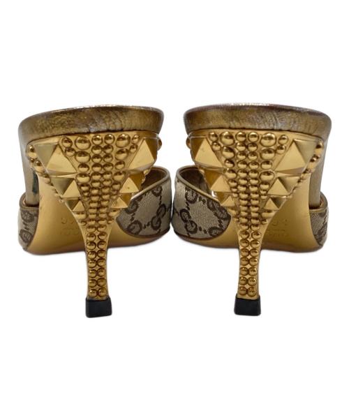 GUCCI（グッチ）GUCCI (グッチ) GGキャンバスオープントゥミュール ベージュ サイズ:23の古着・服飾アイテム