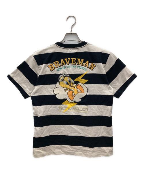 The BRAVE-MAN（ブレイブマン）the BRAVE-MAN (ブレイブマン) LOONEY TUNES (ルーニーチューンズ) ボーダーカットソー ホワイト×ブラック サイズ:Mの古着・服飾アイテム