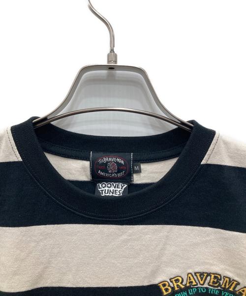 The BRAVE-MAN（ブレイブマン）the BRAVE-MAN (ブレイブマン) LOONEY TUNES (ルーニーチューンズ) ボーダーカットソー ホワイト×ブラック サイズ:Mの古着・服飾アイテム
