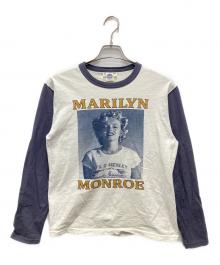 TOYS MCCOY（トイズマッコイ）の古着「マリリンモンロー リンガーカットソー」｜ホワイト×ネイビー