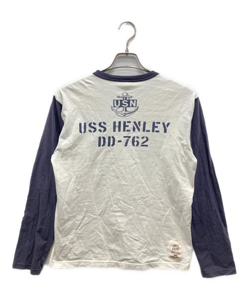 TOYS MCCOY（トイズマッコイ）TOYS McCOY (トイズマッコイ) マリリンモンロー リンガーカットソー ホワイト×ネイビー サイズ:Mの古着・服飾アイテム