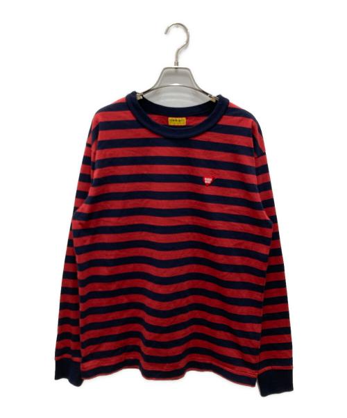 HUMAN MADE（ヒューマンメイド）HUMAN MADE (ヒューマンメイド) STRIPED L/S T-SHIRT レッド×ネイビー サイズ:Mの古着・服飾アイテム