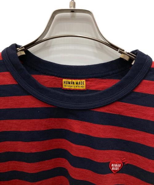 HUMAN MADE（ヒューマンメイド）HUMAN MADE (ヒューマンメイド) STRIPED L/S T-SHIRT レッド×ネイビー サイズ:Mの古着・服飾アイテム