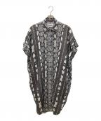NOMA t.d.ノーマティーディー）の古着「Open Collar Shirt Dress/オープン・カラー・シャツ・ドレス」｜ホワイト×ブラック