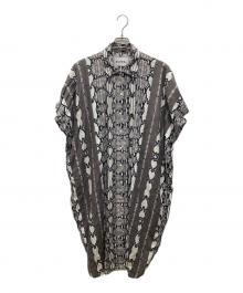NOMA t.d.（ノーマティーディー）の古着「Open Collar Shirt Dress/オープン・カラー・シャツ・ドレス」｜ホワイト×ブラック