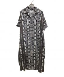 NOMA t.d.（ノーマティーディー）の古着「Open Collar Shirt Dress/オープン・カラー・シャツ・ドレス」｜ホワイト×ブラック