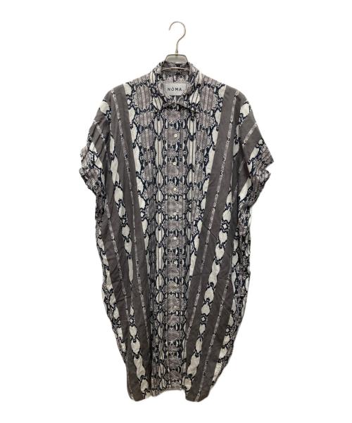 NOMA t.d.（ノーマティーディー）NOMA t.d. (ノーマティーディー) Open Collar Shirt Dress/オープン・カラー・シャツ・ドレス ホワイト×ブラック サイズ:Fの古着・服飾アイテム
