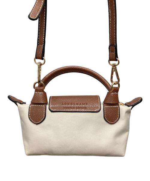 LONGCHAMP（ロンシャン）LONGCHAMP (ロンシャン) ル プリアージュ® エクストラ XS トップハンドルバッグ ホワイト×ベージュの古着・服飾アイテム
