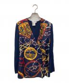 CELINEセリーヌ）の古着「シルクスカーフ柄ジャケット」｜ネイビー