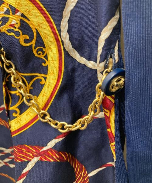 CELINE（セリーヌ）CELINE (セリーヌ) シルクスカーフ柄ジャケット ネイビー サイズ:36の古着・服飾アイテム