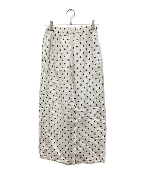 ROBE DE CHAMBRE COMME DES GARCONS（ローブドシャンブル コムデギャルソン）ROBE DE CHAMBRE COMME DES GARCONS (ローブドシャンブル コムデギャルソン) ポルカドット柄キュプラ イージーパンツ ホワイト×ネイビー サイズ:表記無し(実寸ご確認ください）の古着・服飾アイテム