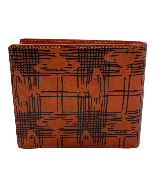 Vivienne Westwood（ヴィヴィアンウエストウッド）Vivienne Westwood (ヴィヴィアンウエストウッド) MESSY ORB TARTAN2つ折り財布/メッシー オーブ タータン ブラック×ブラウンの古着・服飾アイテム