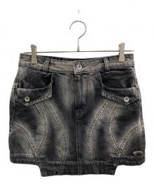 GRAILZ（グレイルズ）の古着「SPRAY BIKER SKIRT/スプレー・バイカー・スカート」｜ブラック