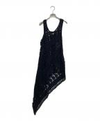 YOHJI YAMAMOTOヨウジヤマモト）の古着「アシンメトリーノースリーブワンピース」｜ネイビー