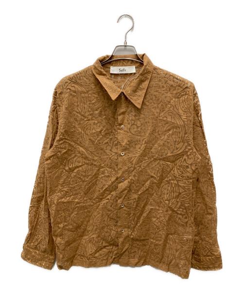Sefr（セファ）Sefr (セファ) Maui レースディテール シャツ ブラウン サイズ:Mの古着・服飾アイテム