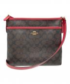 COACHコーチ）の古着「シグネチャーショルダーバッグ」｜レッド×ブラウン