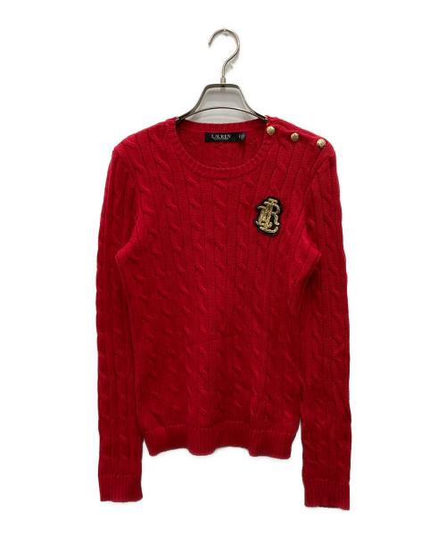 LAUREN RALPH LAUREN（ローレン ラルフ ローレン）LAUREN RALPH LAUREN (ローレン ラルフ ローレン) ケーブルニット レッド サイズ:Sの古着・服飾アイテム
