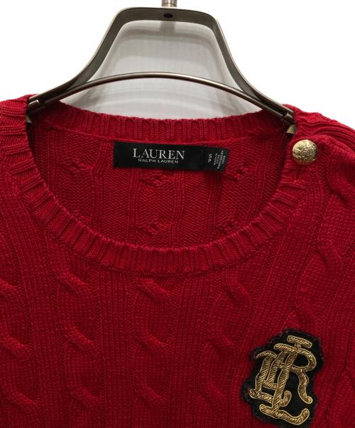 LAUREN RALPH LAUREN（ローレン ラルフ ローレン）LAUREN RALPH LAUREN (ローレン ラルフ ローレン) ケーブルニット レッド サイズ:Sの古着・服飾アイテム