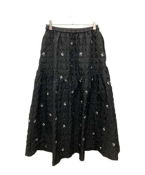 UNITED ARROWS TOKYO（ユナイテッドアローズトウキョウ）UNITED ARROWS TOKYO (ユナイテッドアローズトウキョウ) スクエア フラワー ジャガード スカート ブラック サイズ:38の古着・服飾アイテム